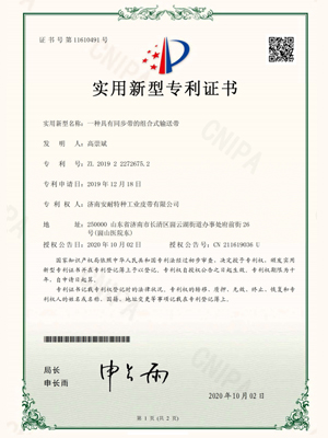 一种具有同步带的组合式输送带实用新型专利证书