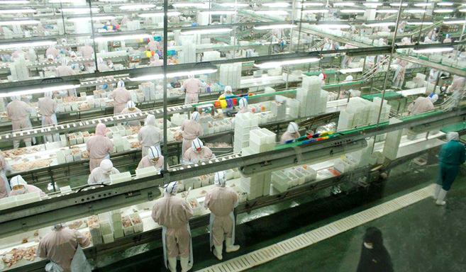 让得利斯肉食加工厂赞不绝口的“济南安耐食品输送带”