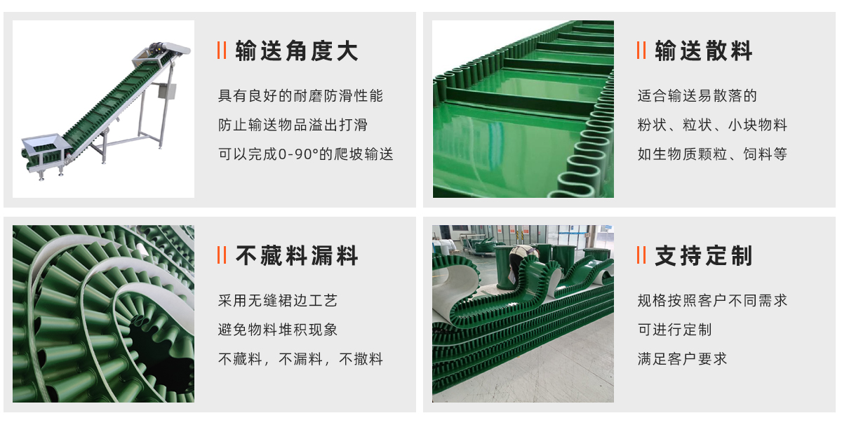 PVC裙边挡板输送带