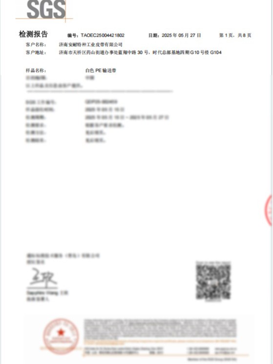白色PE输送带检测报告